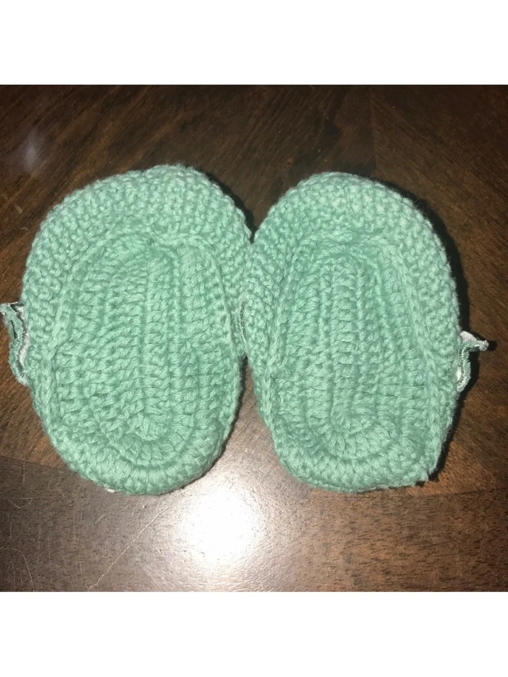 Mint Green Knit Baby Triceratops Booties one size